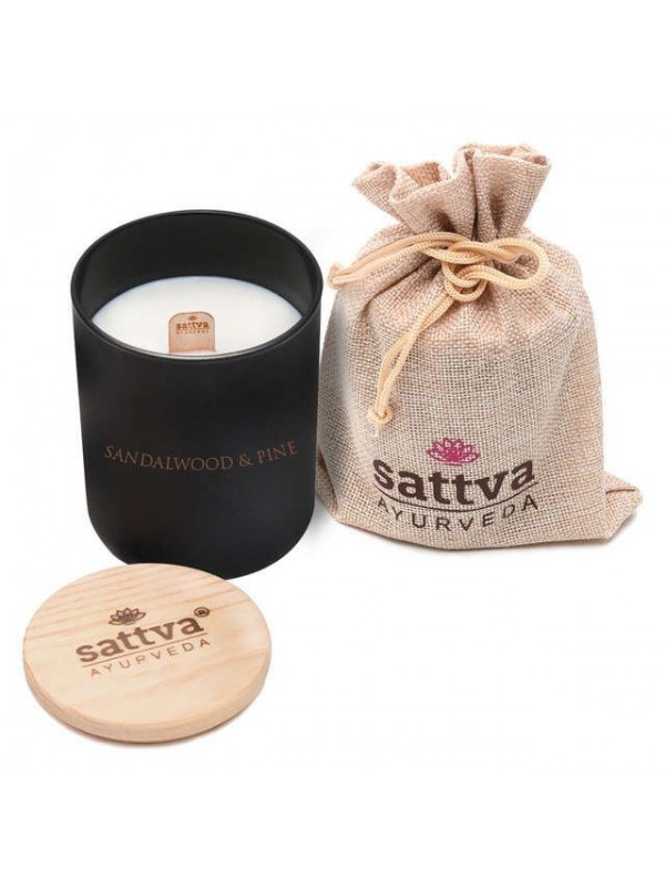 Sattva Ayurveda Natural Soy Candle Sandalwood and Pine 1 piece