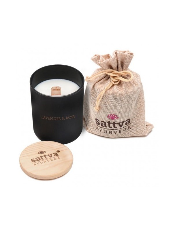 Sattva Ayurveda Natural Soy Candle Lavender and Indian Rose 1 piece