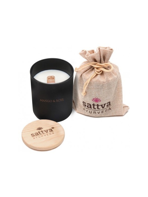 Sattva Ayurveda Natural Soy Candle Mango and Indian Rose 1 piece