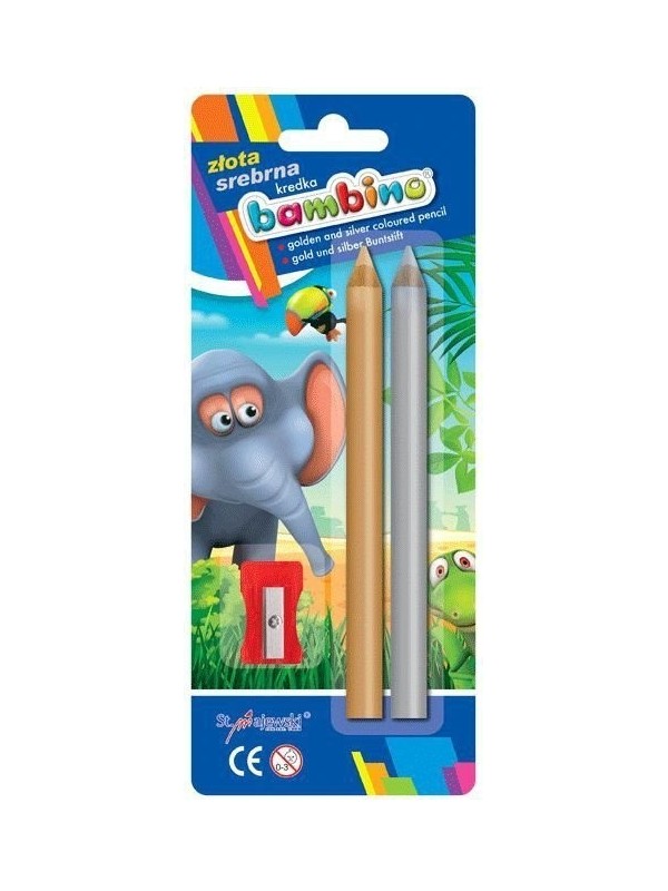 BAMBINO A set of two gold and silver MINI ZOO colored pencils