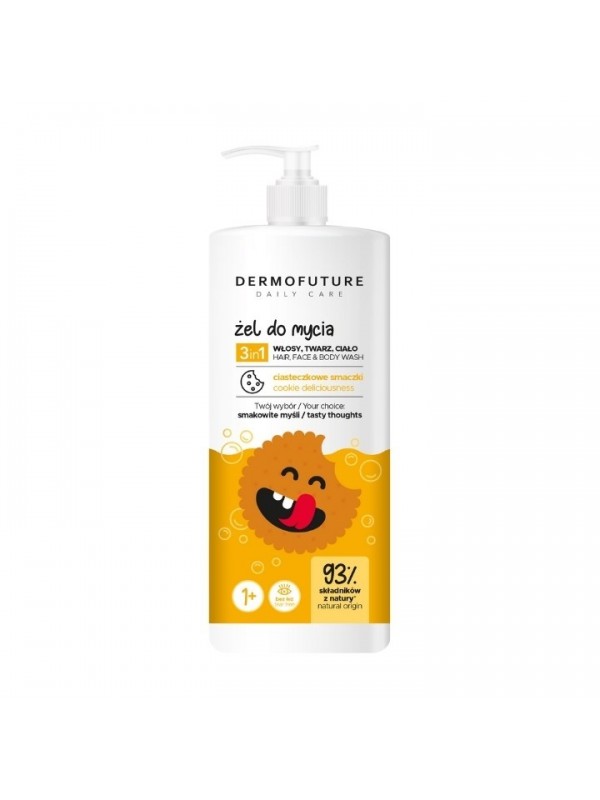 Dermofuture Daily Care gel voor het wassen van haar, gezicht en lichaam 3in1 Cookie flavours 500 ml