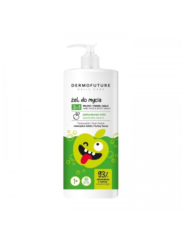 Dermofuture Daily Care gel voor het wassen van haar, gezicht en lichaam 3in1 Appelgelei 500 ml