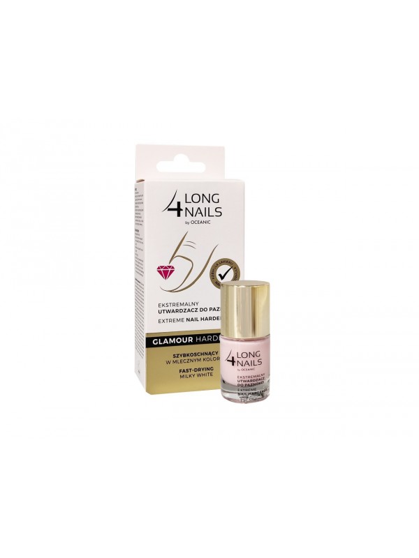 Long 4 Nails Quick-drying nail hardener in a milky color 10 ml