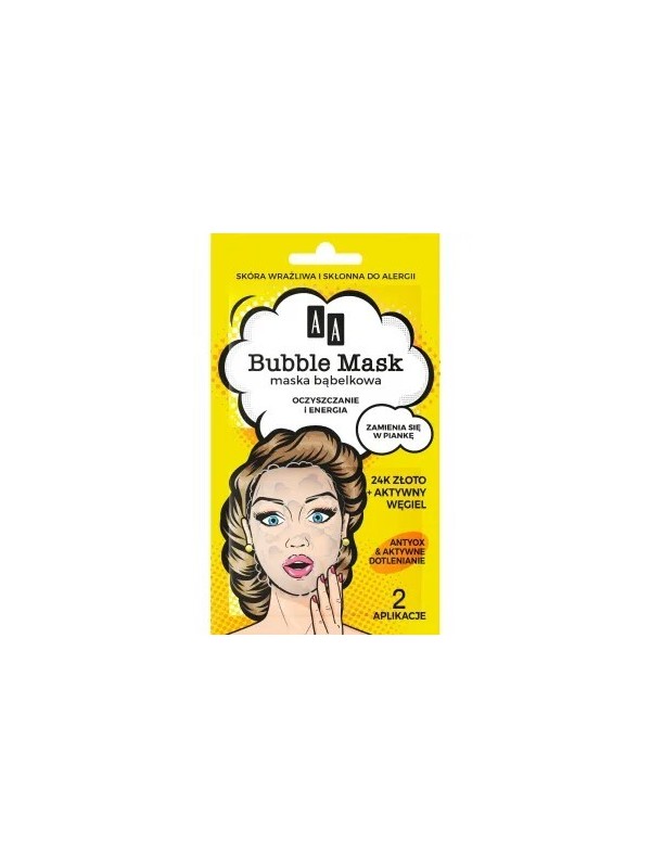 AA BUBBLE MASK Bubble masker Reiniging en energie Goud 24K + Actieve kool 8 ml