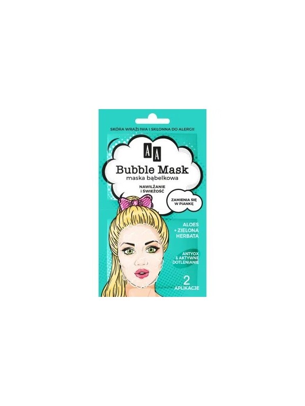 AA BUBBLE MASK Bubble mask Moisturizing and freshness Aloe + Green Tea 8 ml