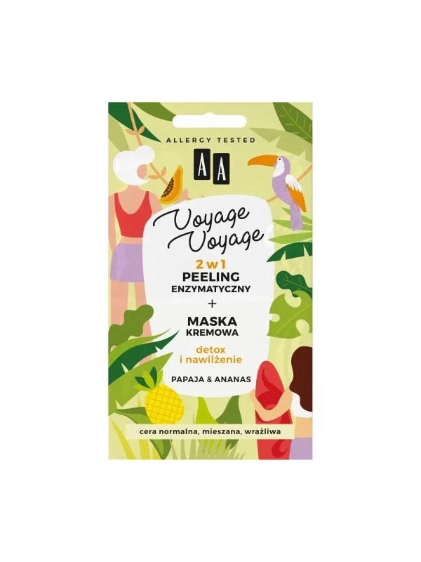 AA VOYAGE VOYAGE 2in1 Cream Peeling + Cream mask Detox and hydration Papaya & Pineapple 2x5 ml