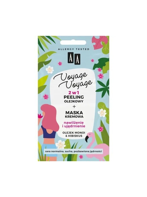 AA VOYAGE VOYAGE 2in1 Cream Peeling + Cream mask Moisturizing and firming Monoi Oil & Hibiscus 2x5 ml