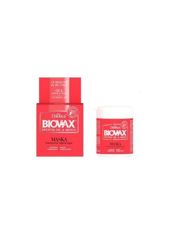 L'biotica BIOVAX Intensief regenererend haarmasker Opuntia en Mango -olie 250 ml