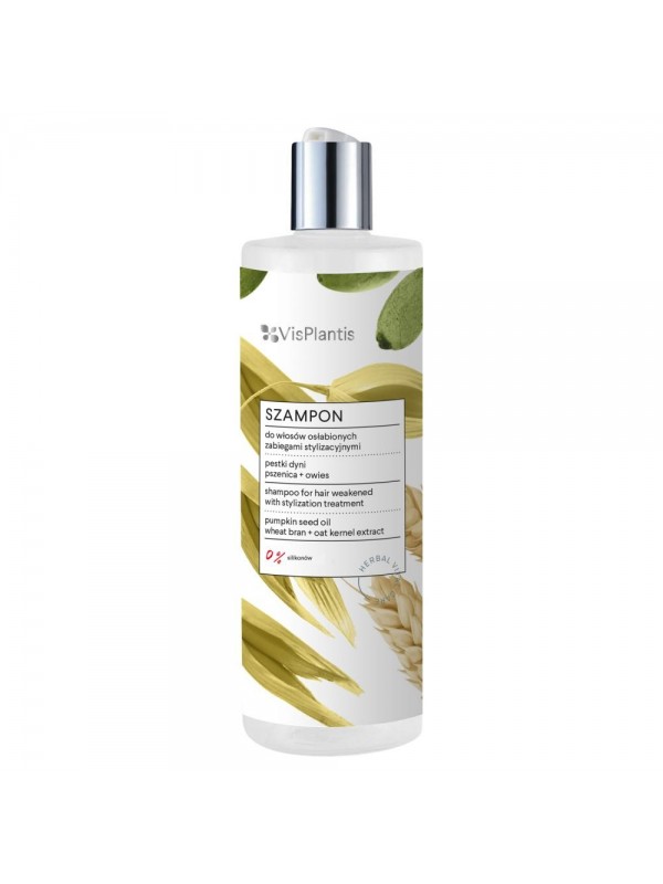 Vis Plantis Shampoo voor haar verzwakt door behandelingen Pompoenpitten, Tarwe en Haver 400 ml