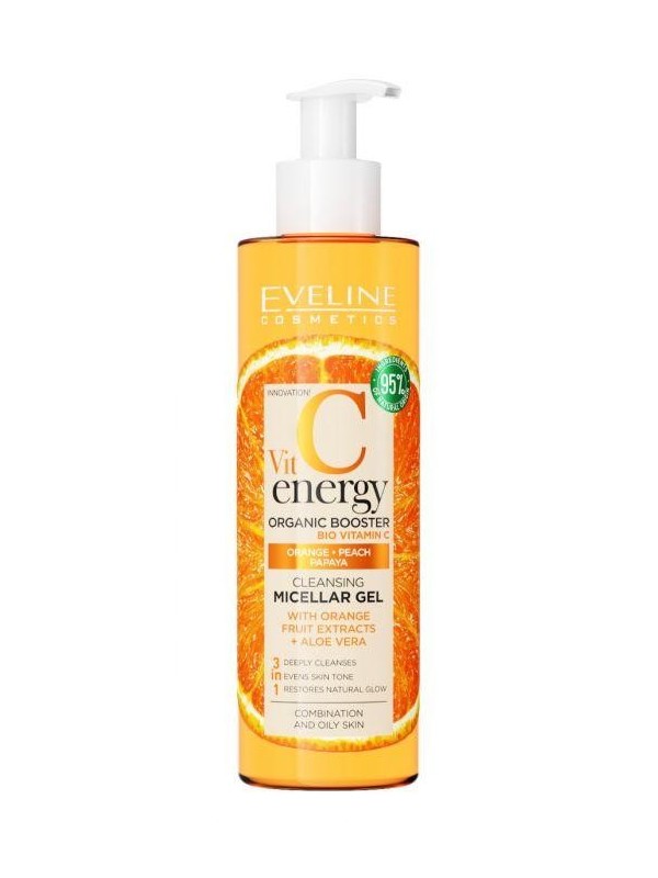 Eveline Vit C Energy Organic Cleansing Booster Micellaire gel voor de gecombineerde en vette huid 200 ml