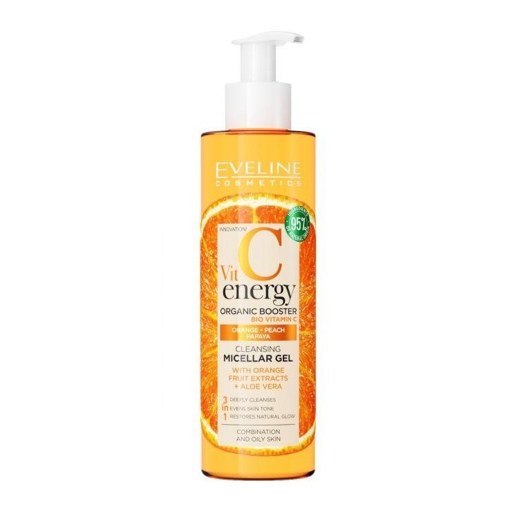 Eveline Vit C Energy Organic Cleansing Booster Micellaire gel voor de gecombineerde en vette huid 200 ml