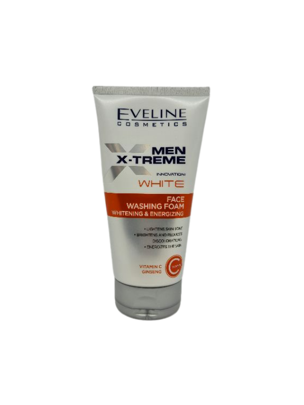 Eveline Men X-Treme Innovatie! White schuim voor het wassen van het gezicht, blekend en stimulerend 150 ml