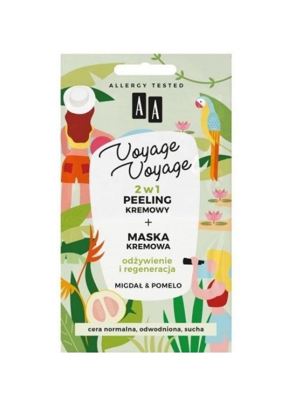 AA VOYAGE VOYAGE 2in1 Cream Peeling + Cream mask Nourishment and regeneration Mango & Pomelo 2x5 ml