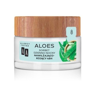 AA Aloes 100 % aloe vera Extrakt, Tag-Nacht- Sorbet 48h feuchtigkeitsspendend und beruhigend, 50 ml