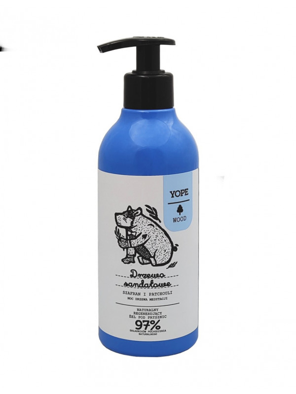 YOPE Wood Douchegel voor mannen Sandelhout, Saffraan en Patchouli 300 ml