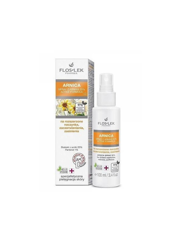 Floslek ARNICA Spray met Arnica 20% voor verwijde haarvaatjes, roodheid en blauwe plekken 100 ml