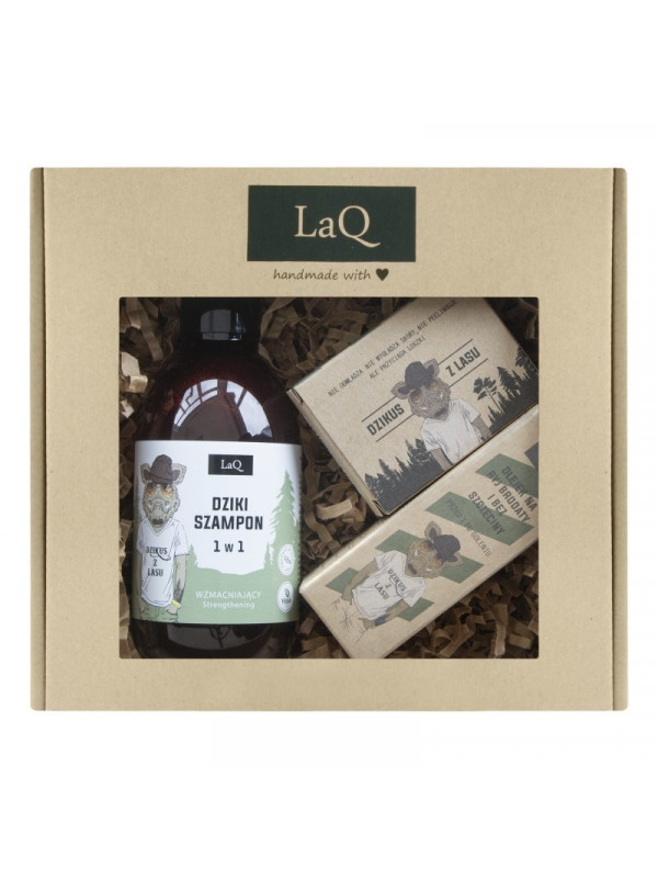 LaQ Set Dzik Hair shampoo 300 ml + Beard oil 30 ml + Soap bar 85 ml