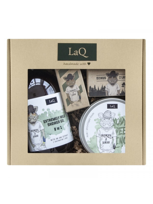 LaQ Set Boar Shower Dzik 500 ml + Scrub 200 ml + Soap in the form of 85 ml + Beard oil 30 ml