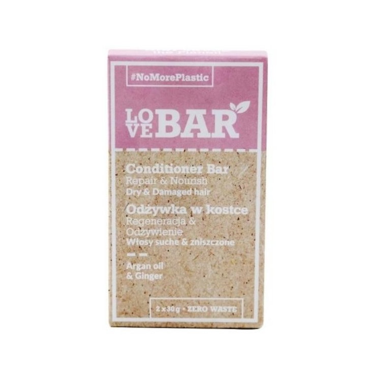 Love Bar Conditioner voor droog en beschadigd haar met arganolie en gember 2x30 g (31-08-2026)