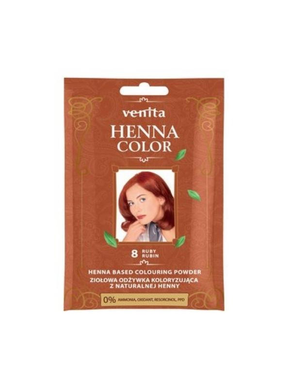 Venita Henna Color ziołowa Odżywka koloryzująca z naturalnej henny /8/ Rubin 25 g ( 30-09-2023 )