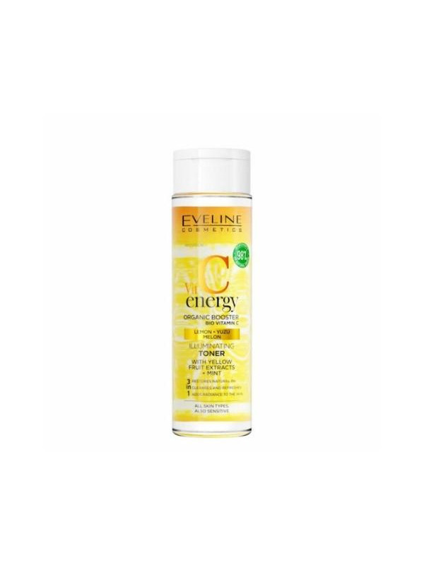 Eveline Vit C Energy Organic Booster Illuminating Face Tonic voor de gevoelige huid 200 ml