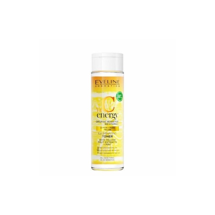 Eveline Vit C Energy Organic Booster Illuminating Face Tonic voor de gevoelige huid 200 ml