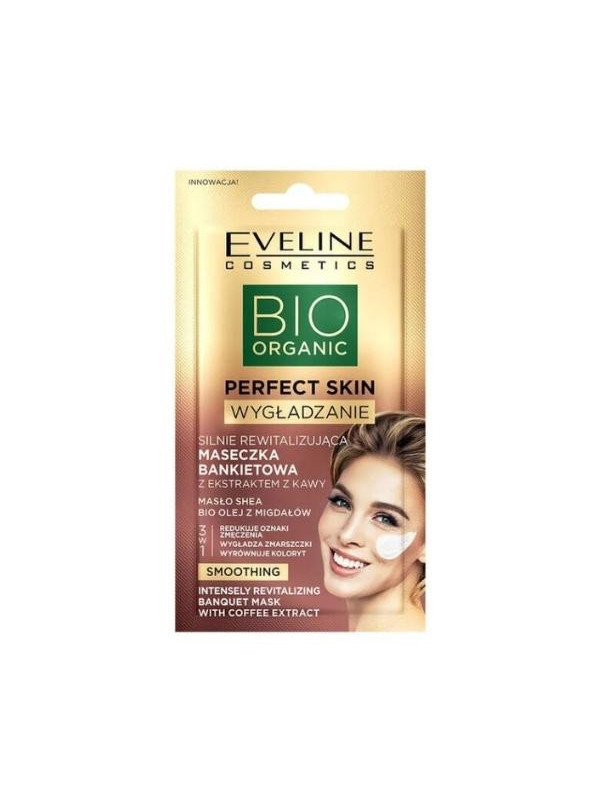 Eveline Bio Organic Perfect Skin sterk revitaliserend banket gezichtsmasker met koffie-extract 8 ml