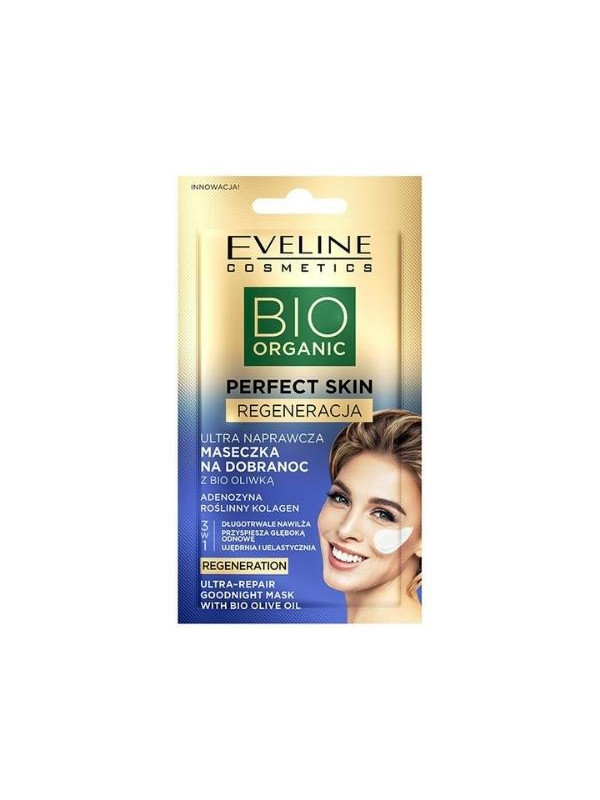 Eveline Bio Organic Perfect Skin ultra-herstellend gezichtsmasker voor het slapen gaan met Bio Olive 8 ml