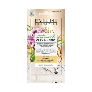 Eveline Natural Clay & Herbs gladmakende en ontgiftende Biomask - peeling met witte klei 8 ml