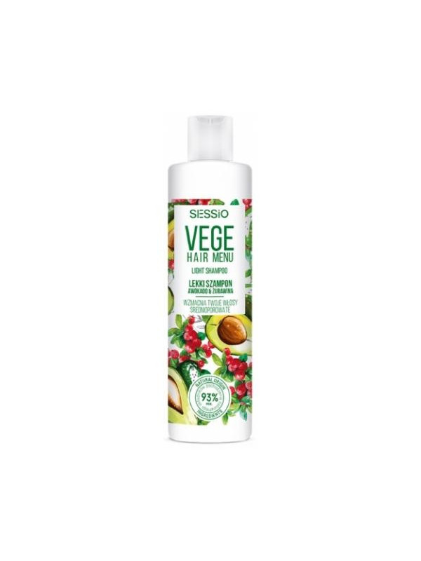 Sessio Vege Hair Menu lichte shampoo voor medium poreus haar Avocado & Cranberry 300 ml