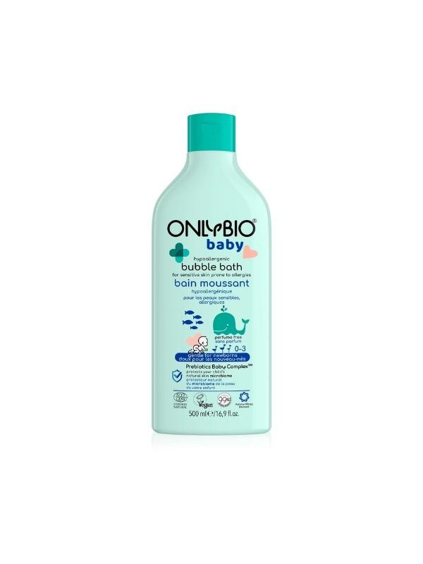 ONLYBIO Baby hypoallergenic bubble bath for sensitive, allergic skin, with AZS from the first day of life