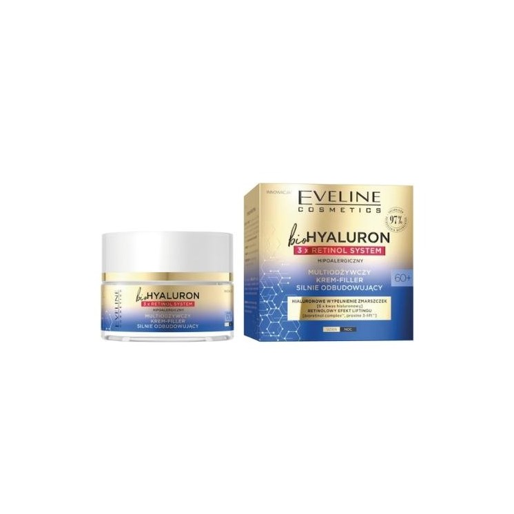 Eveline BioHyaluron 3x Retinol System 60+ multi-nourishing Cream-Filler strongly rebuilding 50 ml