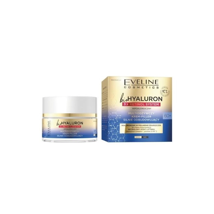 Eveline BioHyaluron 3x Retinol System 60+ multi-voedende crème-filler met sterk herstellende werking 50 ml