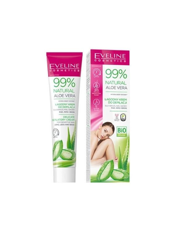 Eveline 99% Natural Aloe Vera mild Ontharingscreme voor handen, benen en bikinilijn 125 ml