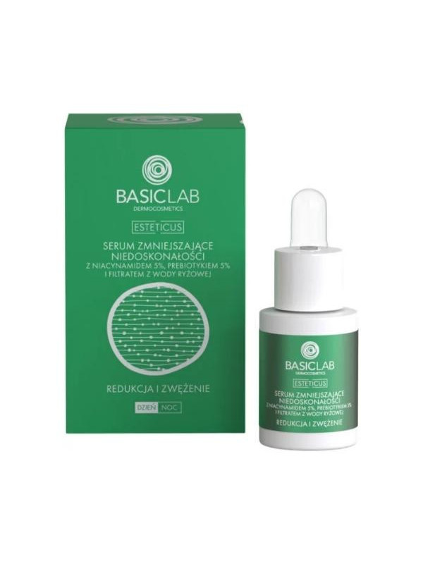 BasicLab Esteticus Serum dat imperfecties vermindert met Niacinamide 5 % Vermindering en Aanscherping 15 ml