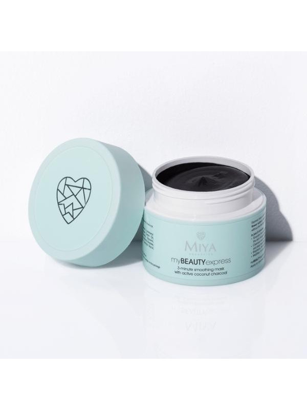 Miya Cosmetics myBEAUTYexpress gladmakend masker van 3 minuten met actieve kokosnootkool 50 g