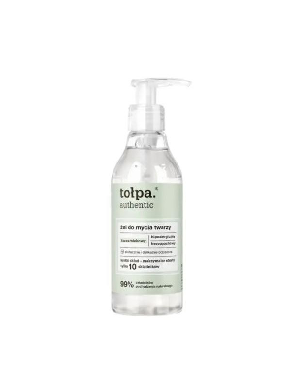 Tołpa Authentic Face wash gel with lactic acid, removes make-up