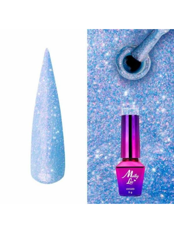 MollyLac /592/ Mermaid Whispers Hybrid Nail Polish Blue Amber 5 ml