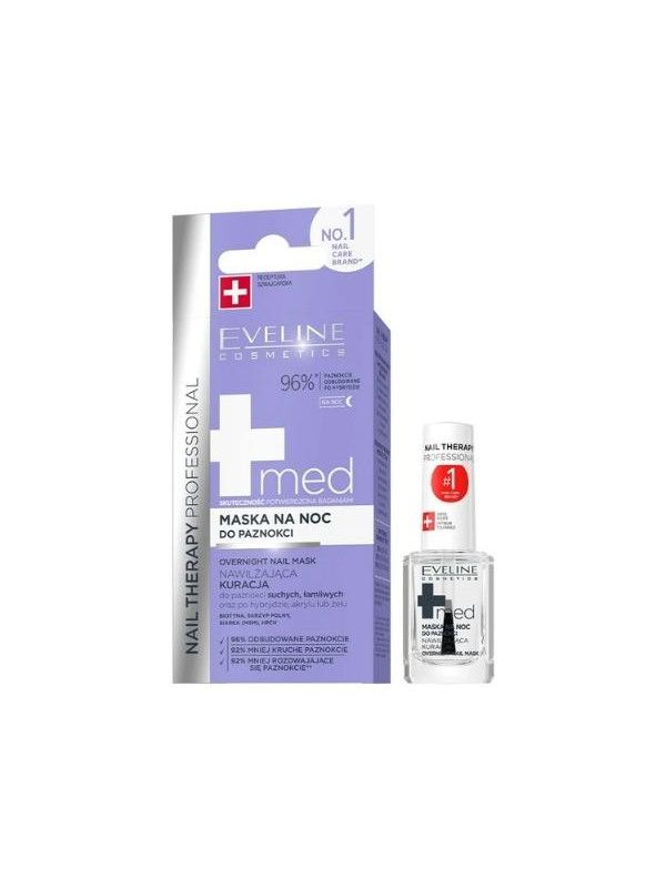 Eveline Nail Therapy Med+ Moisturizing Night Mask voor droge en broze nagels 12 ml