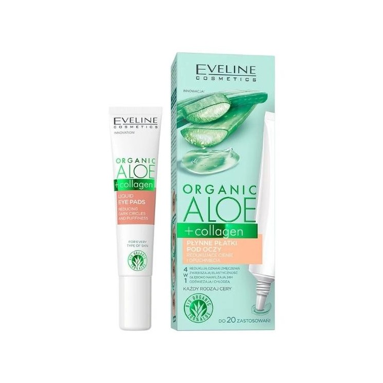 Eveline Organic Aloe + Collagen liquid eye patches reducing dark circles and puffiness 20 ml