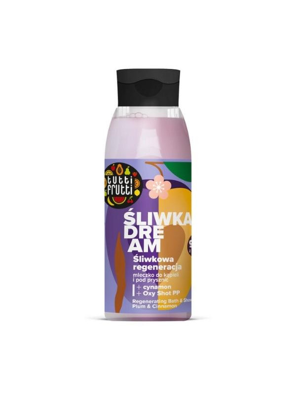 Farmona Tutti Frutti Plum Dream regenerating bath and shower milk Plum and Cinnamon + Oxy Shot PP 400 ml