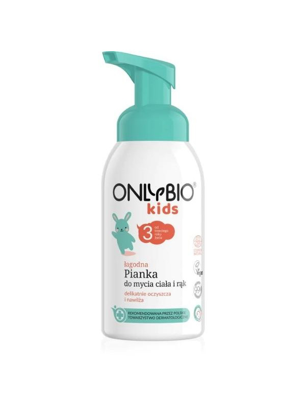 ONLYBIO Kids mild schuim voor het wassen van lichaam en handen vanaf drie jaar 300 ml