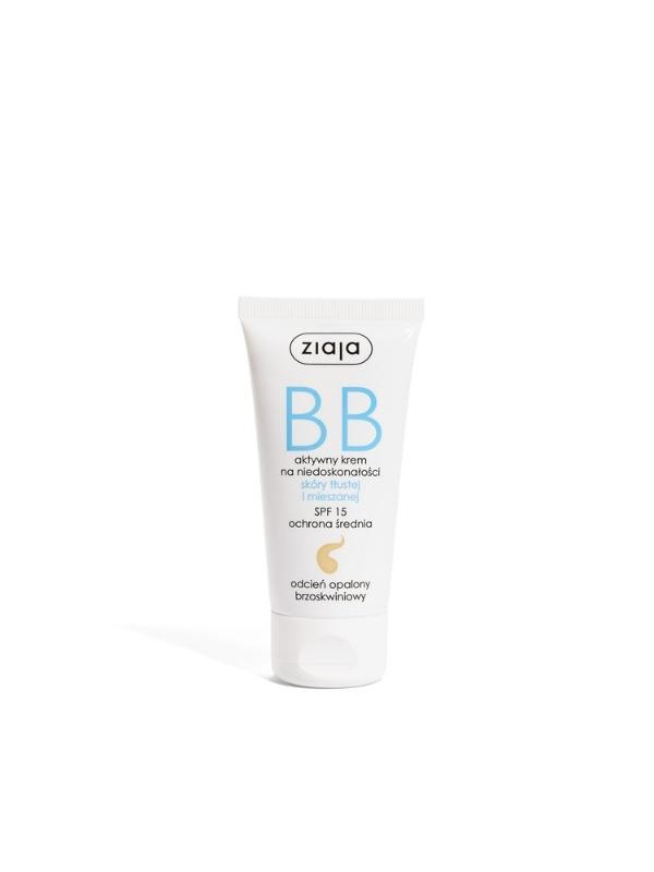 Ziaja BB Active Creme für Unreinheiten fettiger Haut und Mischhaut, gebräunter Pfirsichton, 50 ml