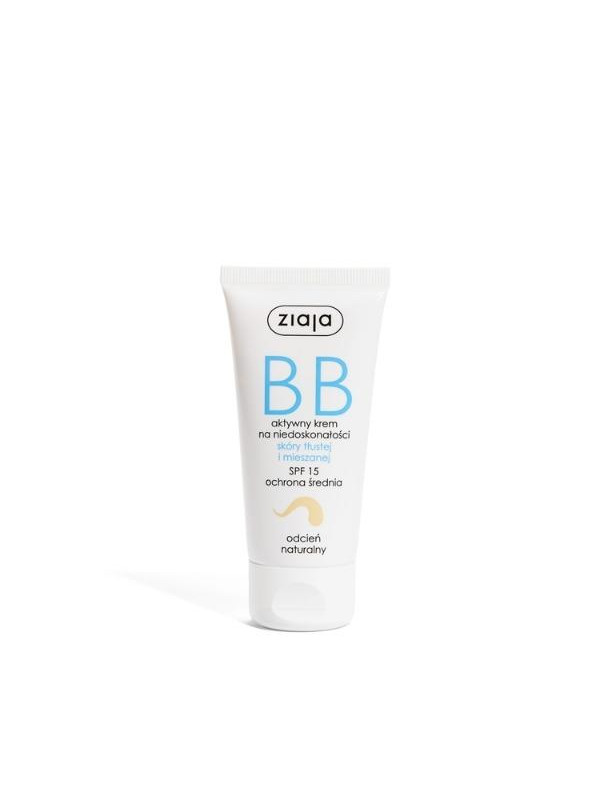 Ziaja BB actieve gezichtscreme tegen oneffenheden voor de vette en gecombineerde huid SPF15 naturel tint 50 ml