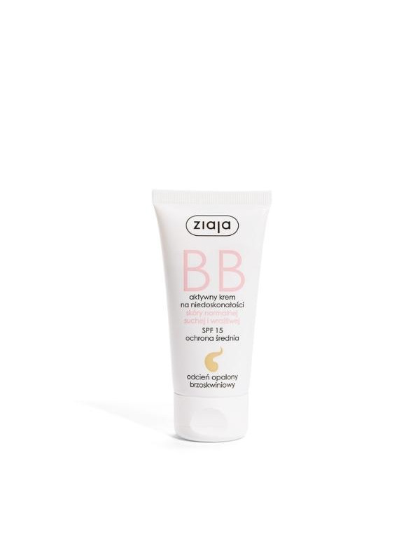 Ziaja BB actieve gezichtscreme tegen oneffenheden voor de normale, droge en gevoelige huid SPF15 gebruinde tint 50 ml