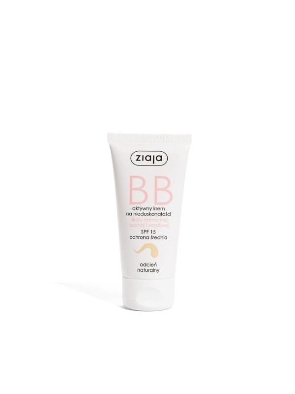 Ziaja BB actieve gezichtscreme tegen oneffenheden voor de normale, droge en gevoelige huid SPF15 naturel tint 50 ml