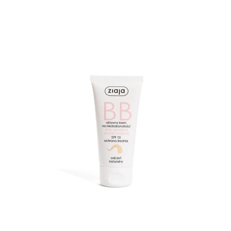 Ziaja BB actieve gezichtscreme tegen oneffenheden voor de normale, droge en gevoelige huid SPF15 naturel tint 50 ml