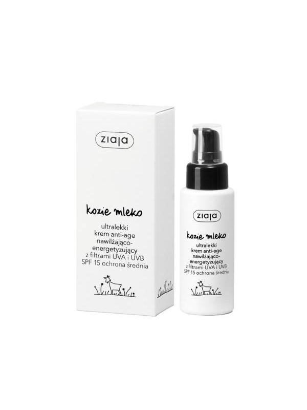 Ziaja Goat's Milk ultralichte hydraterende en stimulerende anti-age crème met UVA- en UVB-filters SPF15 medium bescherming 50ml