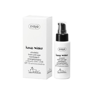 Ziaja Goat's Milk ultralichte anti-age hydraterende en stimulerende crème met UVA- en UVB-filters SPF15 medium bescherming 50 m