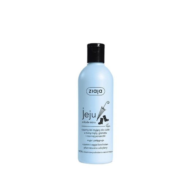 Ziaja Jeju black Body wash gel met een vleugje munt, granaatappel en zwarte bes 300 ml